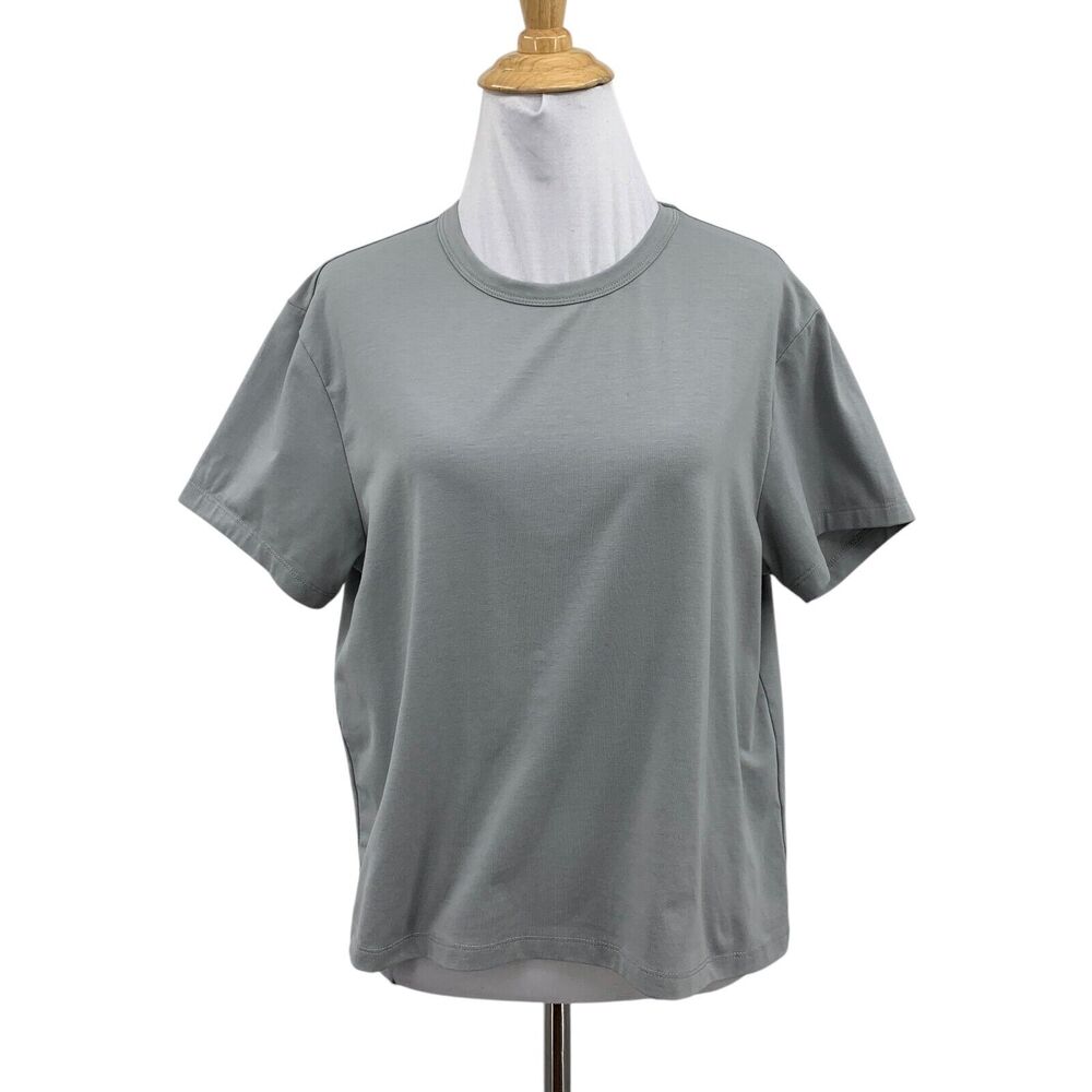 Cuts T Shirt Womens M Medium Gray Short Sleeve Round Neck Cropped Lightweight